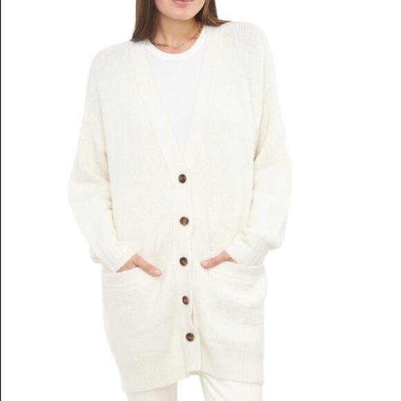Pistola Womens M Grant Hip Length Cardigan Sweater in Ecru NEW